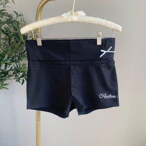 New Black Embroidered Hot Shorts S Stretch Foldover